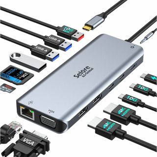 【14in1】USB C ドッキングステーション type-c ハブ(PC周辺機器)