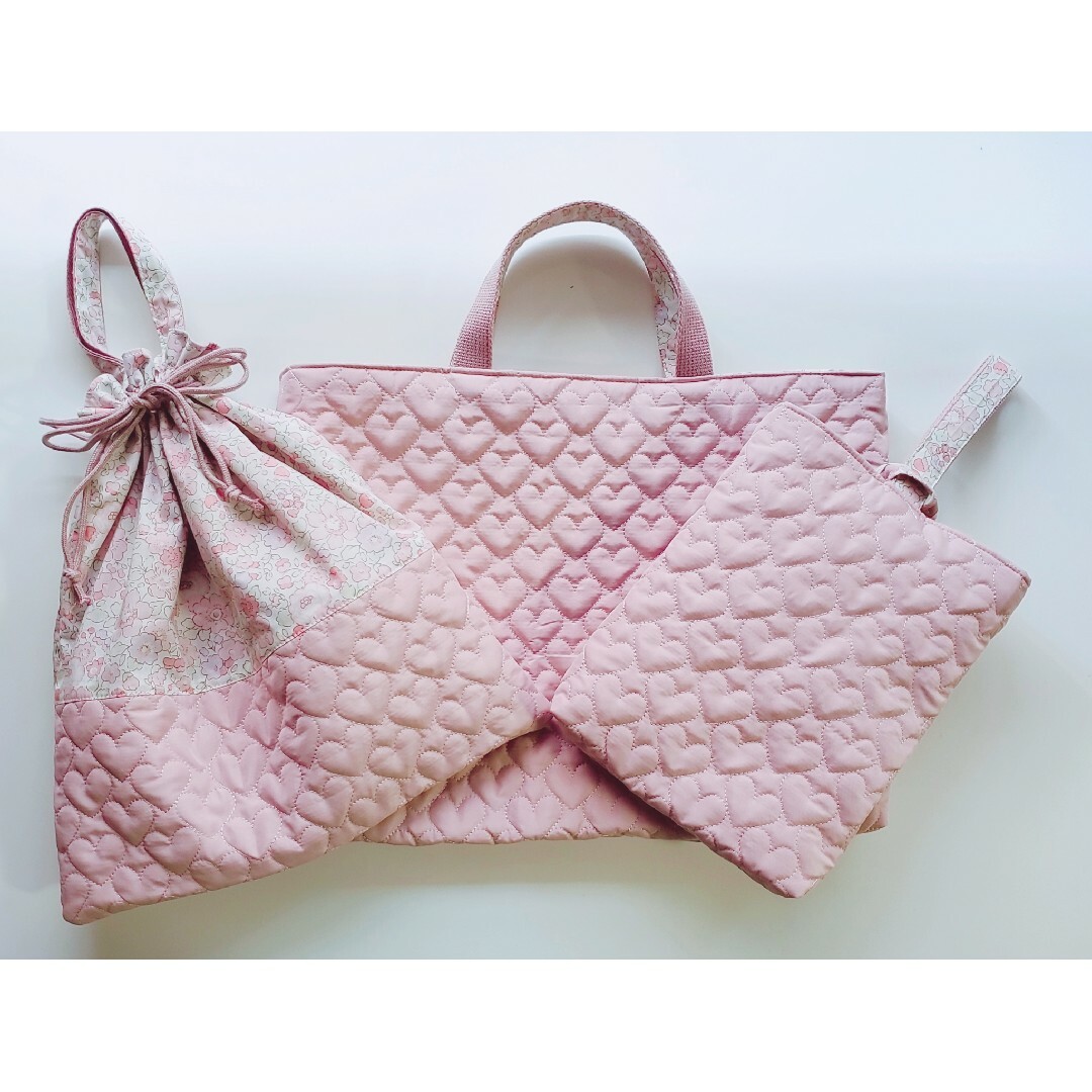 CHECK&STRIPE - 入園入学リバーシブル3点☆リバティ&ハート CHECK&STRIPE - 入園入学リバーシブル3点☆リバティ&ハート