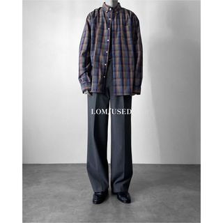 L GAP くすみカラー ウォッシュカラー 長袖 チェックシャツ メンズ 古着(シャツ)