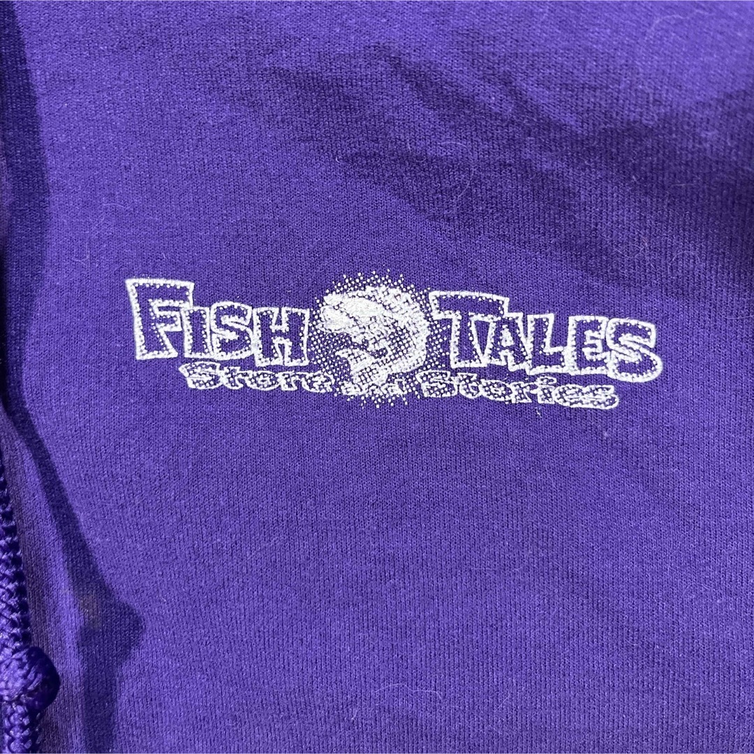 【魚】フルジップパーカー　紫　フィッシング　裏起毛　バックプリント　企業ロゴ２G メンズのトップス(パーカー)の商品写真