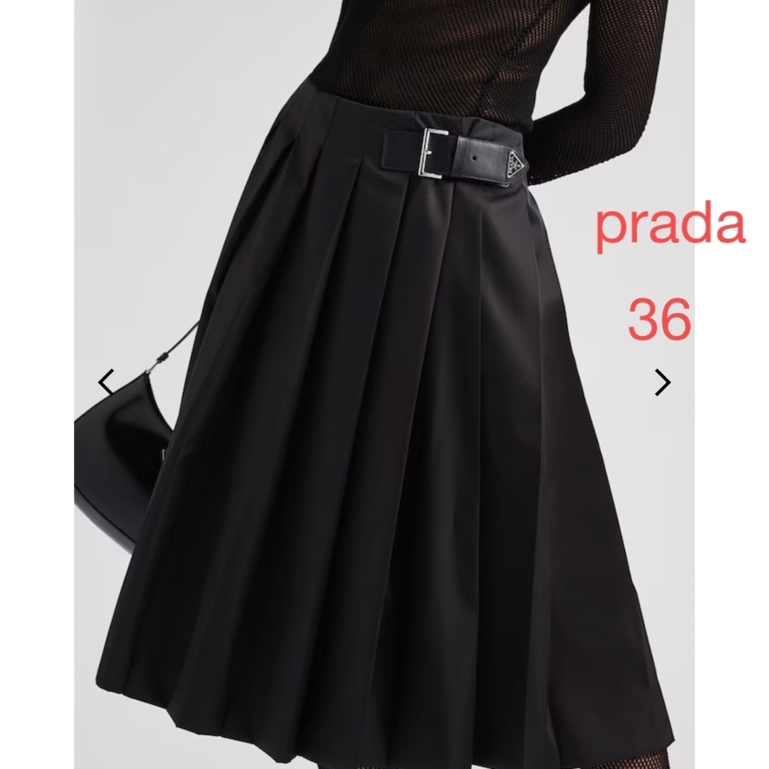 PRADA(プラダ)のprada プラダ Re-Nylon プリーツスカート ブラック 36サイズ レディースのスカート(ひざ丈スカート)の商品写真