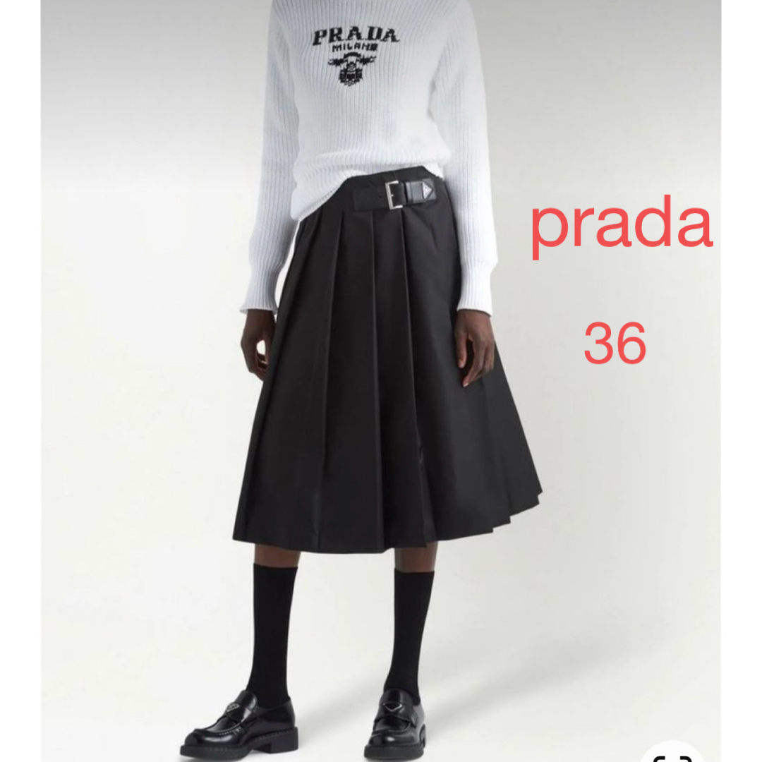 PRADA(プラダ)のprada プラダ Re-Nylon プリーツスカート ブラック 36サイズ レディースのスカート(ひざ丈スカート)の商品写真