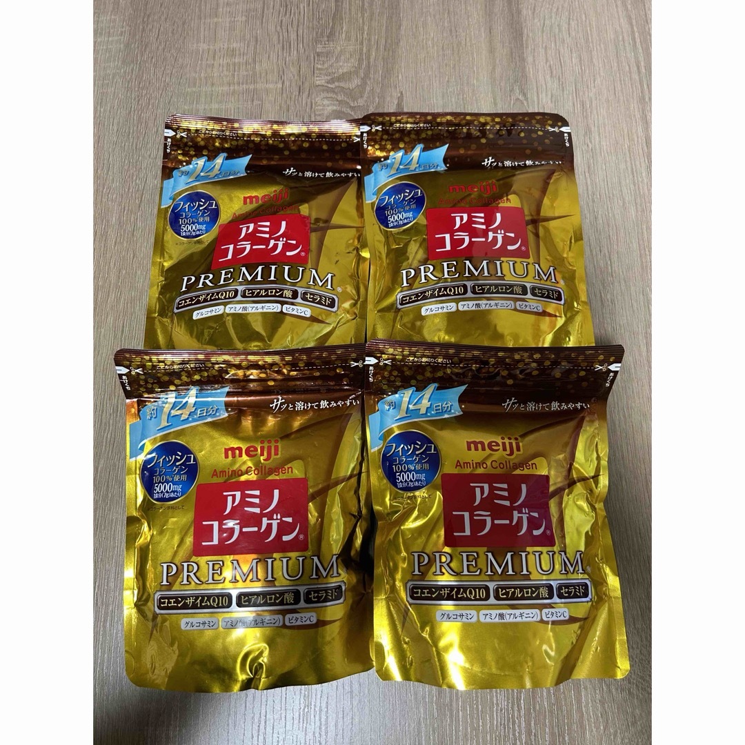 明治(メイジ)のアミノコラーゲンプレミアム 98ｇ（約14日分）×4袋セット 食品/飲料/酒の健康食品(コラーゲン)の商品写真