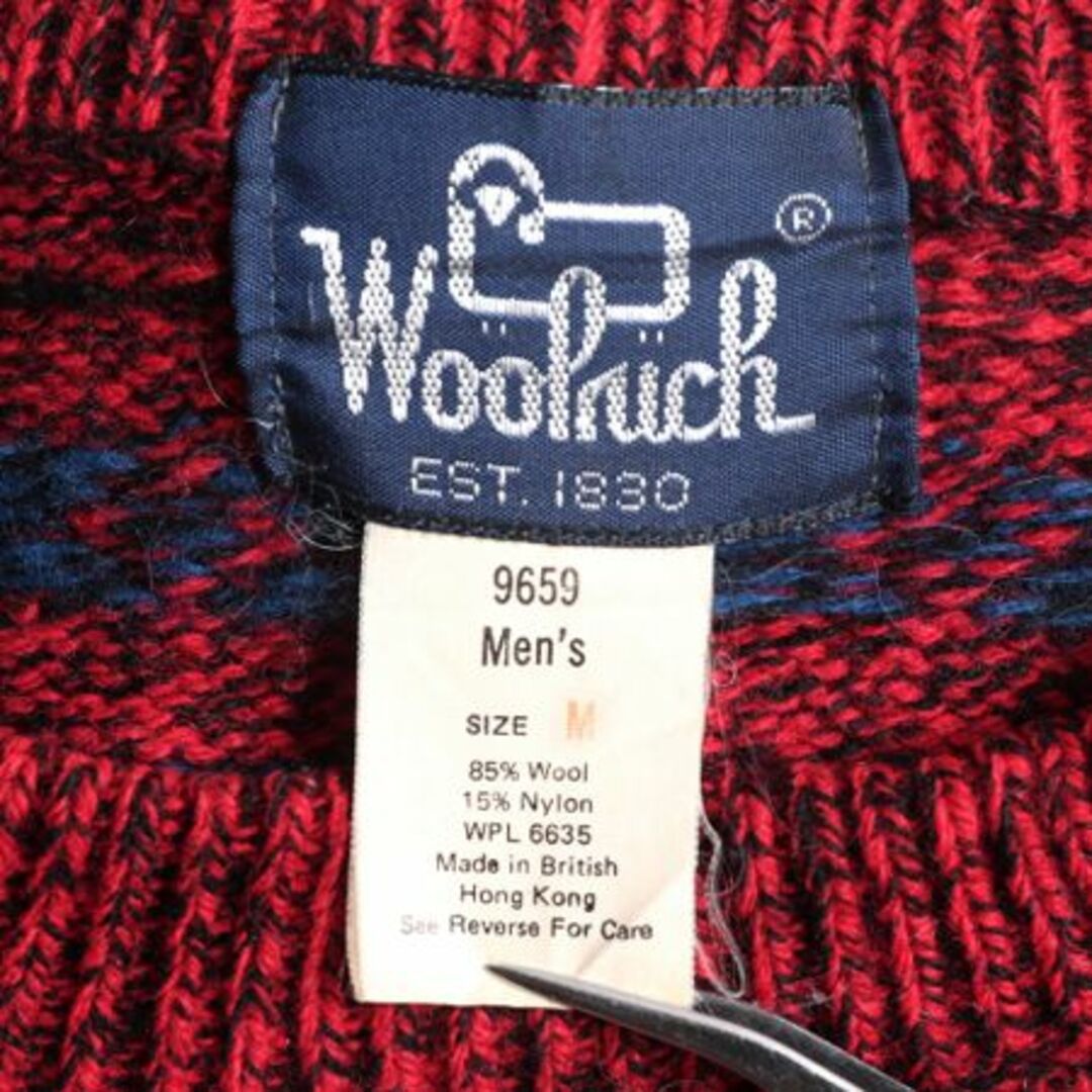 WOOLRICH(ウールリッチ)の80s ウールリッチ ノルディック ニット セーター メンズ M / 古着 Woolrich 80年代 ヴィンテージ 総柄 ウール クルーネック 紺タグ 旧タグ メンズのトップス(ニット/セーター)の商品写真