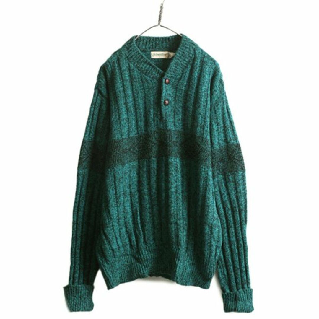 80s ST JOHN'S BAY ヘンリーネック デザイン ニット セーター 80s ST JOHN'S BAY ヘンリーネック デザイン ニット セーター