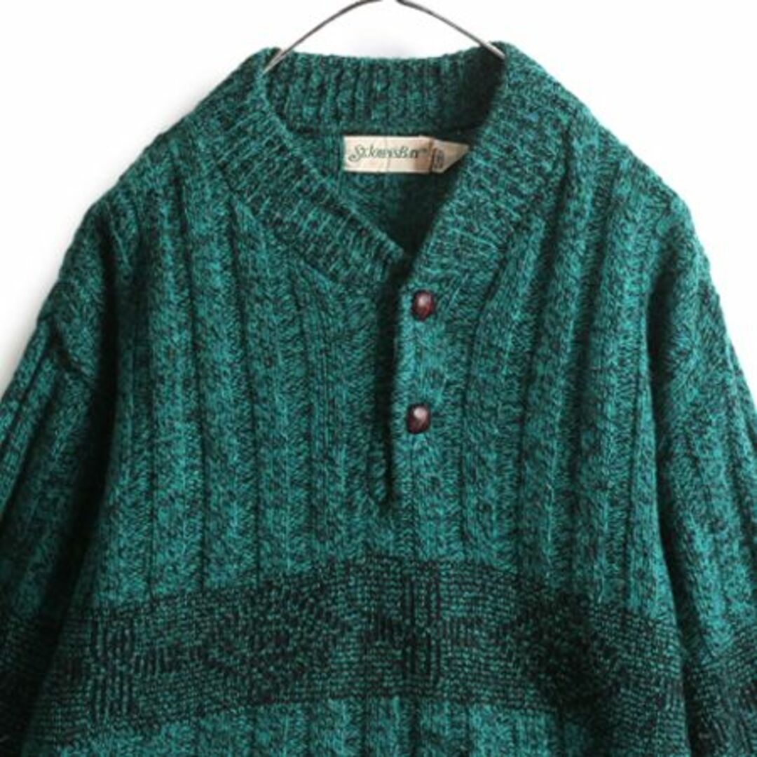 80s ST JOHN'S BAY ヘンリーネック デザイン ニット セーター 80s ST JOHN'S BAY ヘンリーネック デザイン ニット セーター