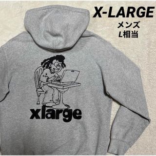 XLARGE スウェット パーカー フーディー 紫 刺繍 ロゴ