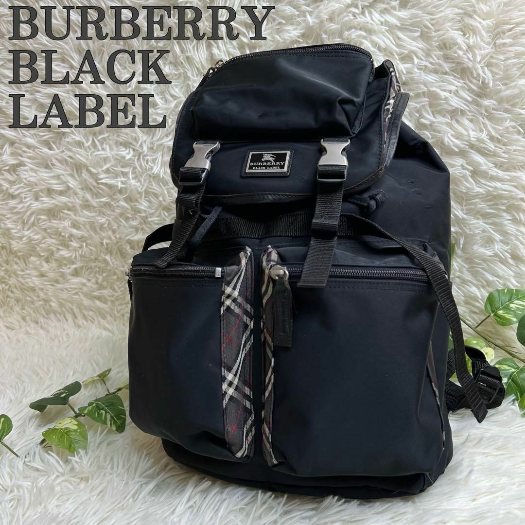 BURBERRY BLACK LABEL(バーバリーブラックレーベル)の良品✨　バーバリーブラックレーベル リュック ノバチェック バックパック 黒 メンズのバッグ(バッグパック/リュック)の商品写真