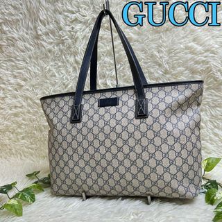 グッチ(Gucci)のGUCCI グッチ トートバッグ GGスプリーム ブラック PVC レザー(トートバッグ)