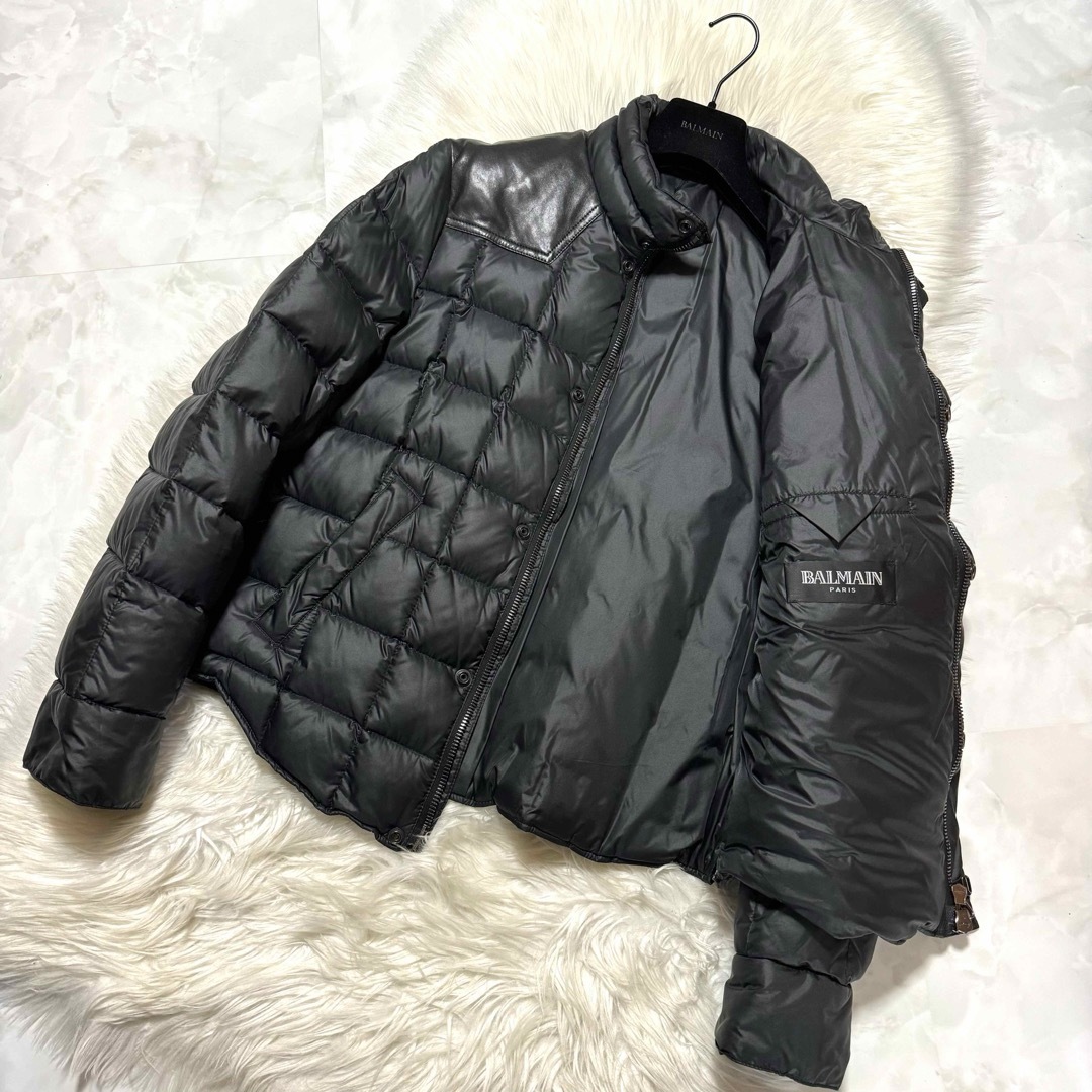 BALMAIN - 本物 美品 コレクショモデル バルマンオム レザー切替 BALMAIN - 本物 美品 コレクショモデル バルマンオム レザー切替