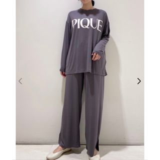 ジェラートピケ(gelato pique)のレーヨンロゴロングTシャツ＆ロングパンツSET(ルームウェア)