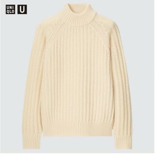 ユニクロ(UNIQLO)のUNIQLO U ローゲージモックネックセーター ナチュラル 443490 L(ニット/セーター)