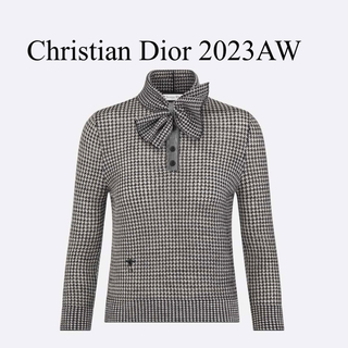 クリスチャンディオール(Christian Dior)のChristian Dior♡2023AW千鳥格子柄ボウカラーセーター(ニット/セーター)