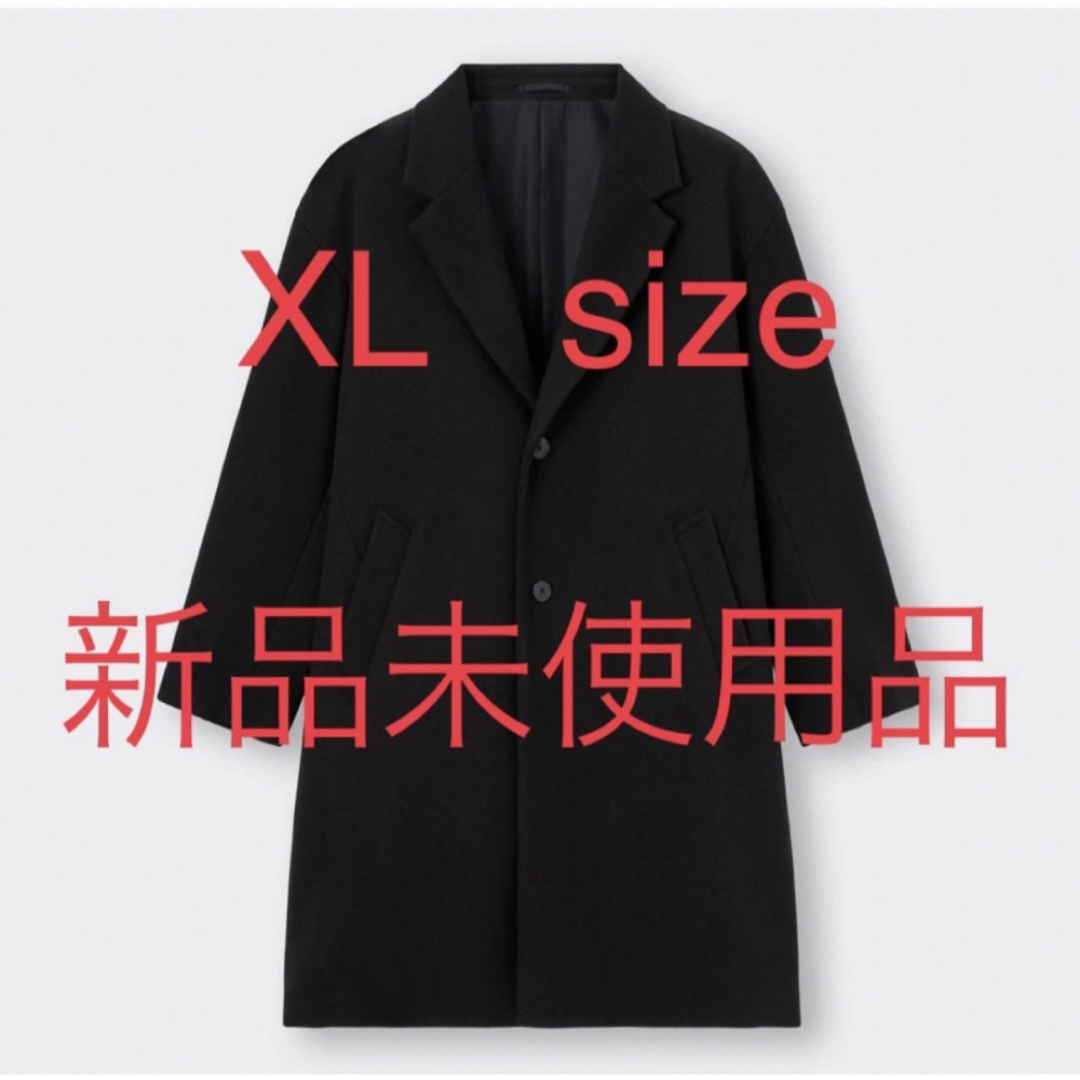 GU(ジーユー)のGU ジーユー MEN ニットメルトン チェスターコート　Black メンズのジャケット/アウター(チェスターコート)の商品写真