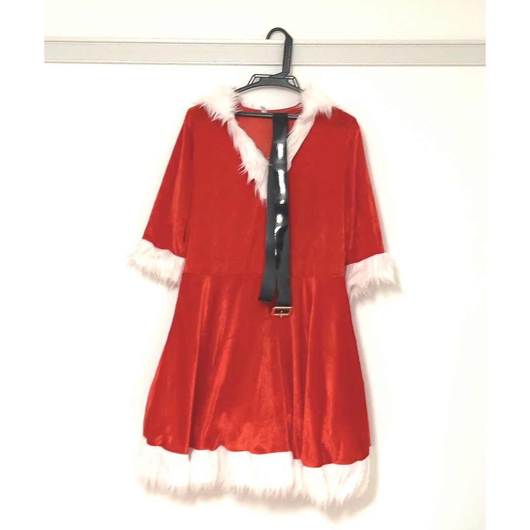 サンタクロースコスプレ　ワンピース　赤　衣装　レディース　XL フード付　送料無 エンタメ/ホビーのコスプレ(衣装一式)の商品写真