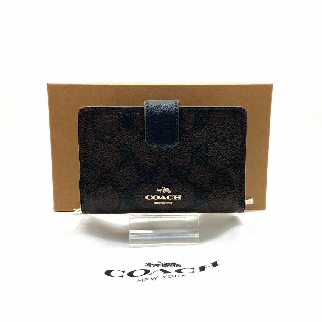 COACH 二つ折り財布 シグネチャー コンパクト ブラック 121111ファッション小物