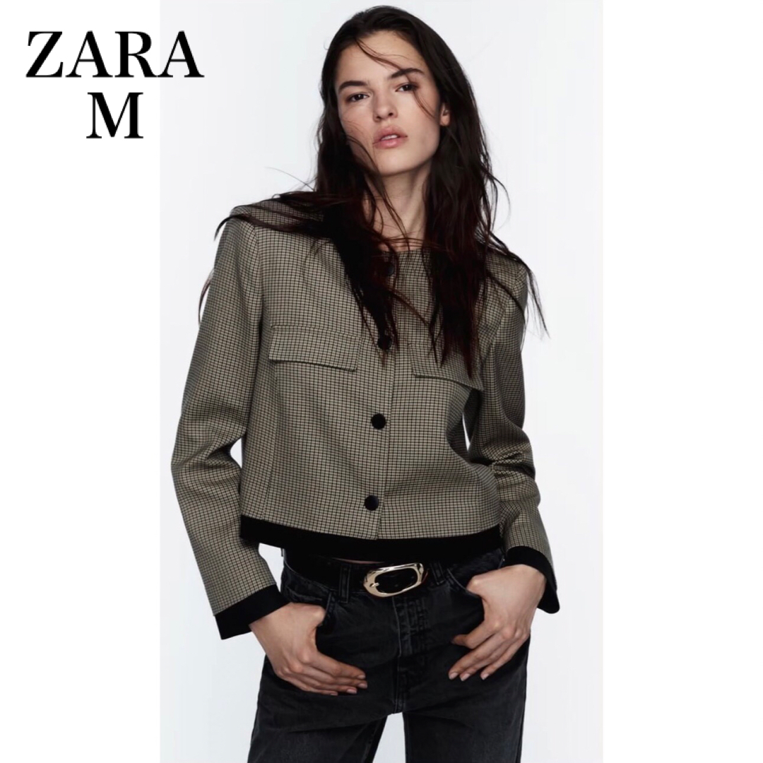 ZARA ハウンドトゥース クロップドブレザー　新品　未使用ZARAワンピース