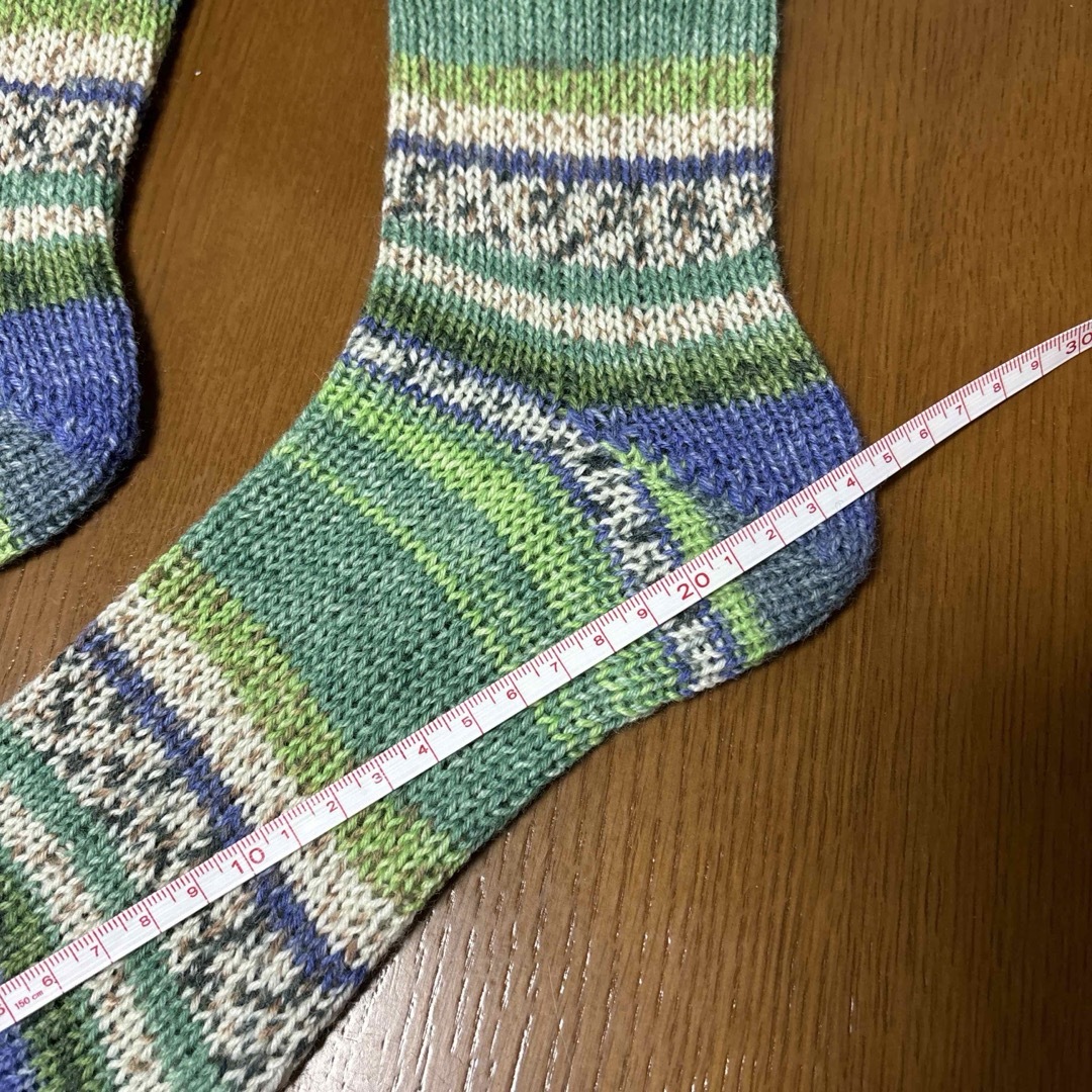 手編みの靴下 オパール毛糸使用 23.5cm前後 no14 ハンドメイドのファッション小物(レッグウェア)の商品写真