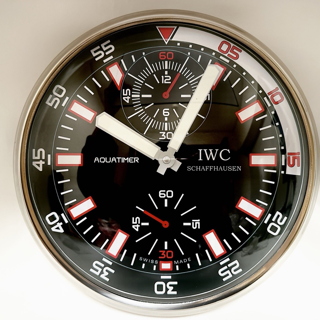 IWC(インターナショナルウォッチカンパニー)のレア IWC アクアタイマー AQUATIMER 非売品 ショールーム 掛時計 インテリア/住まい/日用品のインテリア小物(掛時計/柱時計)の商品写真