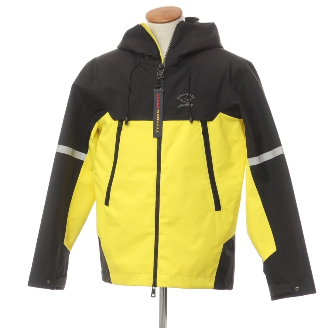【新品】ポールアンドシャーク PAUL&SHARK TYPHOON20000 フーデッドブルゾン シェルジャケット ブラックxイエロー【サイズM】【メンズ】