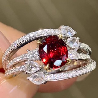 天然 ルビー ダイヤモンド リング 1.38ct k18 ¥(リング(指輪))