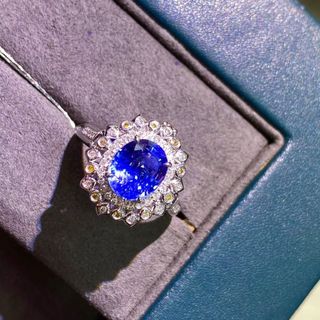 天然 ブルーサファイア ダイヤ リング 2.61ct ¥(リング(指輪))