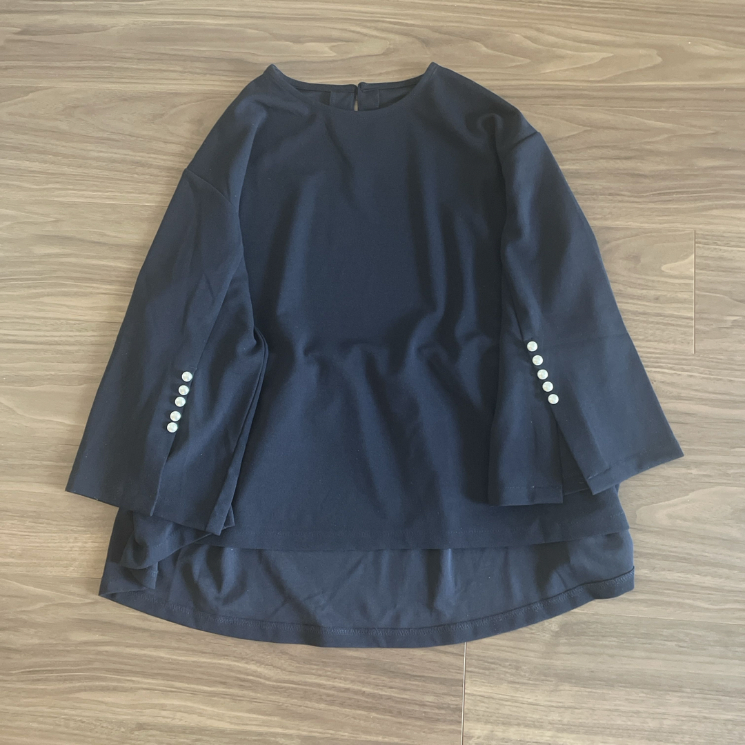 ブラウス パンツ スーツ パール付き袖 Aラインブラウス ママスーツ オフィス
