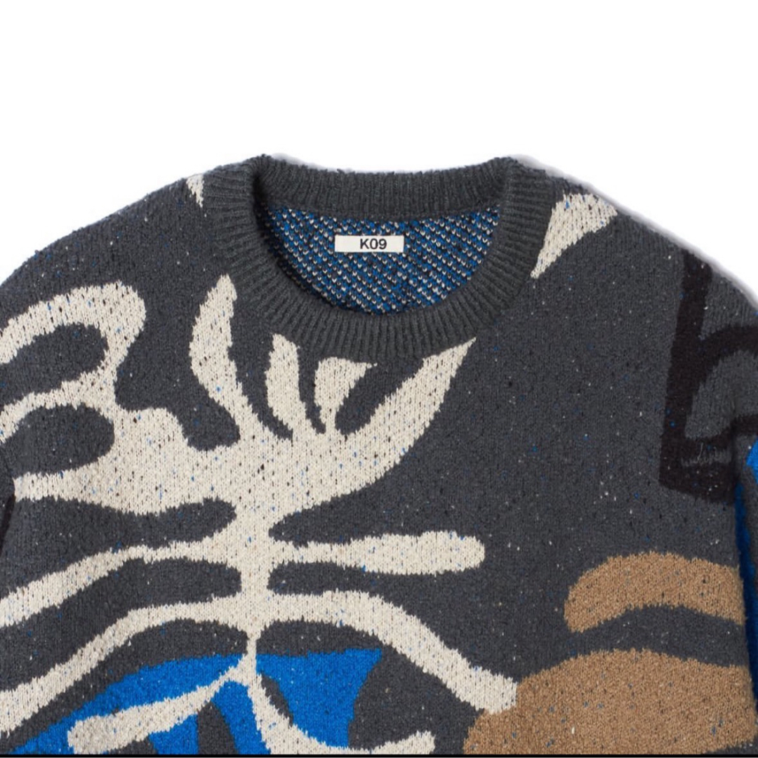 ブルーKHOKI / Intarsia-knit jumper