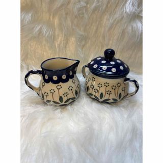 ポーリッシュポタリー(Polish Pottery)の【希少柄セット売】ポーリッシュポタリー シュガーポット ミルクピッチャー セット(食器)