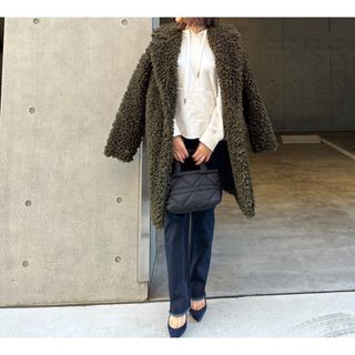 ザラ(ZARA)のHAMPTON  プードルファーコート/カーキ　oo197(ロングコート)