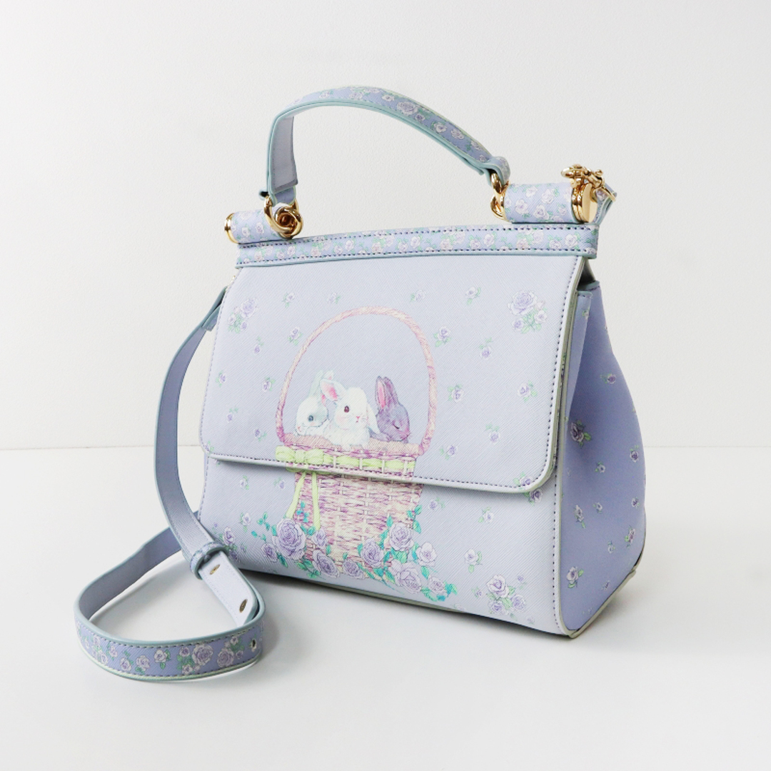 美品 フランシュリッペ franche lippee DANS SON POCHE バスケットうさぎハンドBAG/ラベンダー ウサギ【2400013671828】レディース