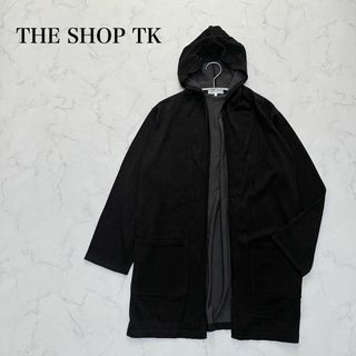 ザショップティーケー(THE SHOP TK)のTHE SHOP TK フード付きカーディガン　長袖　ブラック　L ゆったり(カーディガン)