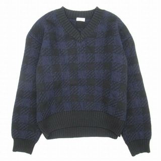 ドリスヴァンノッテン(DRIES VAN NOTEN)の美品18aw ドリスヴァンノッテン チェック ミドルゲージニット オーバーサイズ(ニット/セーター)