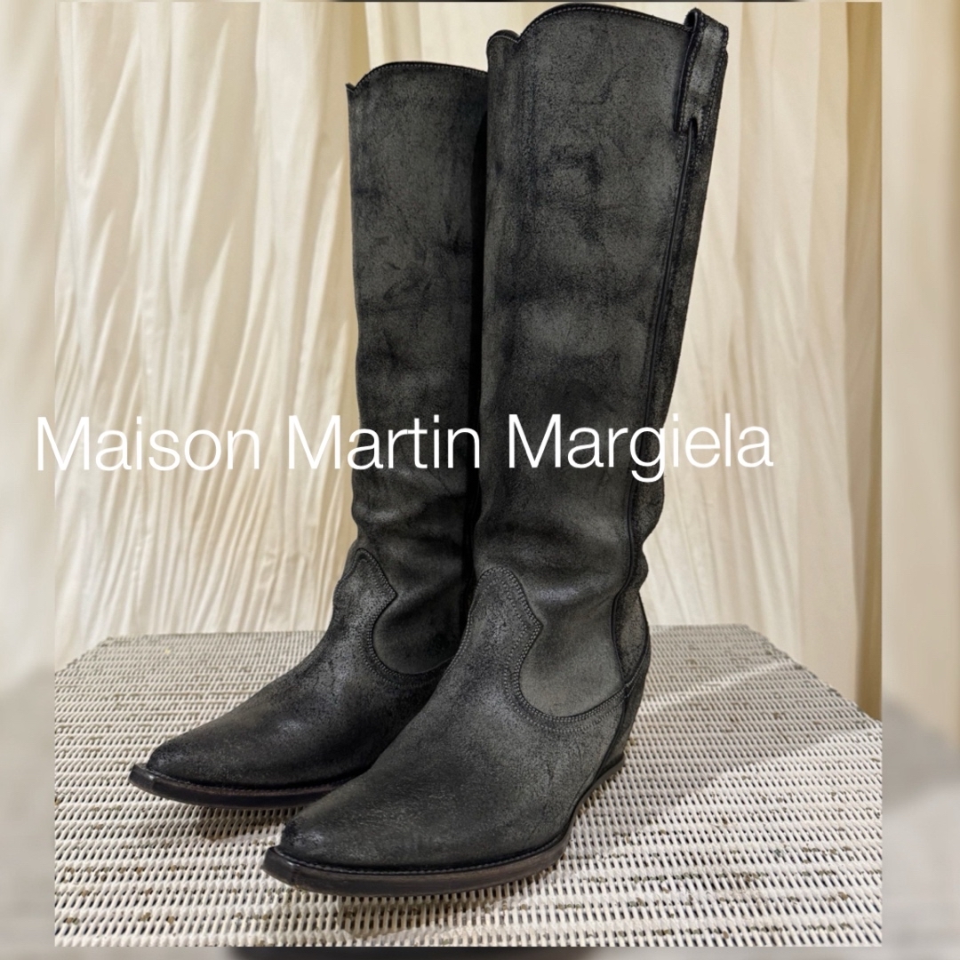 Maison Martin Margiela(マルタンマルジェラ)のマルタンマルジェラ インヒール ウエスタンブーツ 37size チャコールグレー レディースの靴/シューズ(ブーツ)の商品写真