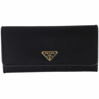 プラダ(PRADA)のプラダ ロゴプレート 二つ折り 長財布 レディース 【中古】(財布)