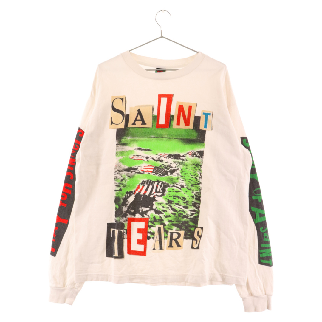 57センチ袖丈SAINT MICHAEL セントマイケル STT LS TEE LANDSCAPE プリントロゴ長袖Tシャツ ホワイト SM-A21-0000-048