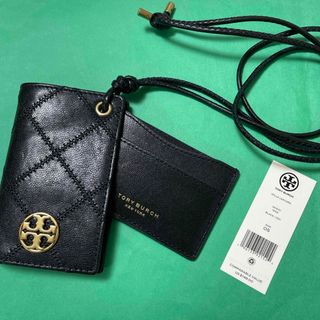 トリーバーチ(Tory Burch)の新品☆ トリーバーチ　ストラップショルダー付きカードケース　黒(パスケース/IDカードホルダー)