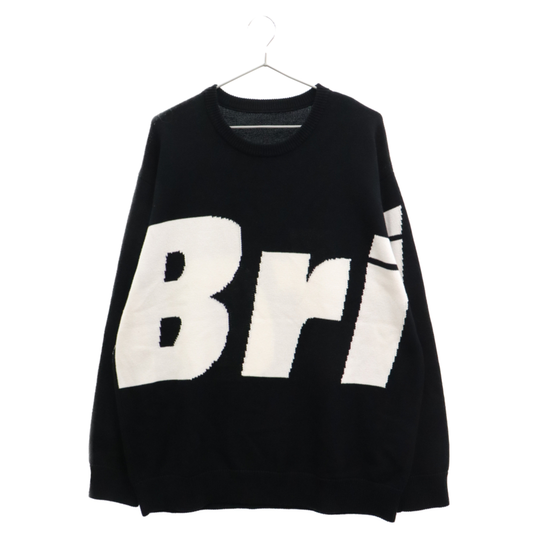 62センチ肩幅F.C.R.B エフシーアールビー 23AW FCRB BIG LOGO CREWNECK KNIT FCRB-232090 ビックロゴオーバーサイズクルーネックニットトレーナー ブラック