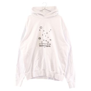 マルタンマルジェラ(Maison Martin Margiela)のMartin Margiela 10 マルタンマルジェラ 23SS Embroidered Logo Hoodie エンブロイダリーカレンダーロゴフーディ プルオーバーパーカー ホワイト S50GU0202 S25505(パーカー)