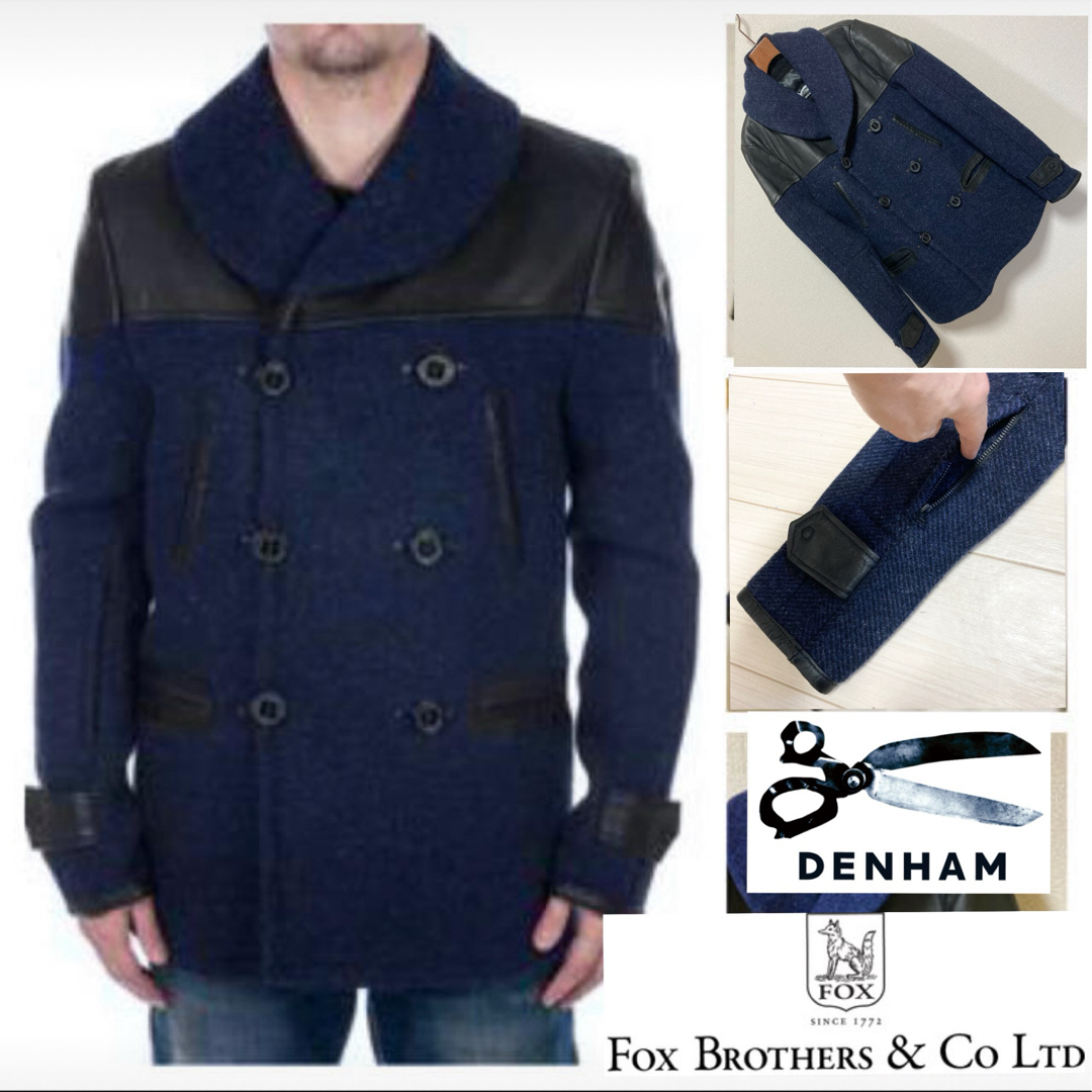 DENHAM(デンハム)の美品■DENHAM デンハム■CAGNEY FBH ピーコート レザー ツイード メンズのジャケット/アウター(ピーコート)の商品写真