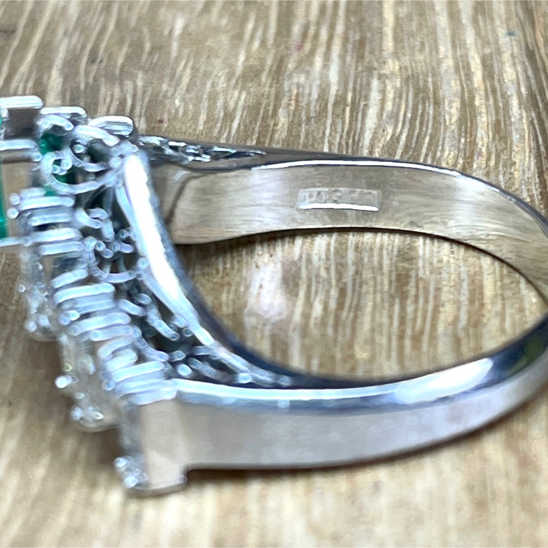 豪華・高品質！Pt900 エメラルド ダイヤ リング 9.26g M1615 レディースのアクセサリー(リング(指輪))の商品写真