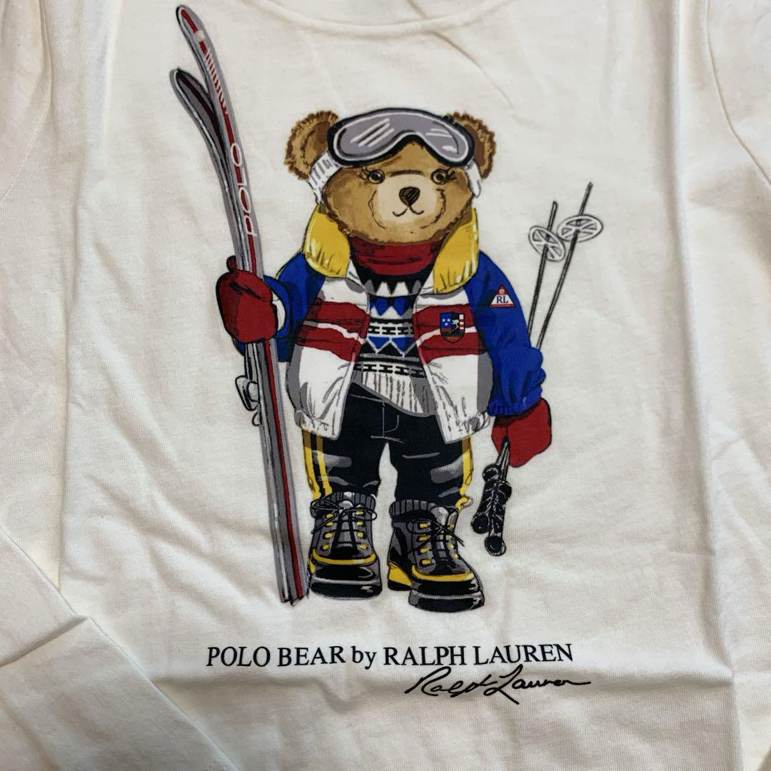 Ralph Lauren(ラルフローレン)の【新品】ラルフローレン ポロベア Tシャツ ロンT スキー ホワイト S(7) キッズ/ベビー/マタニティのキッズ服女の子用(90cm~)(Tシャツ/カットソー)の商品写真