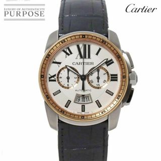 カルティエ(Cartier)のカルティエ Cartier カリブル ドゥ カルティエ コンビ クロノグラフ W7100043 デイト K18PG 自動巻き Calibre de Cartier VLP 90219437(腕時計(アナログ))