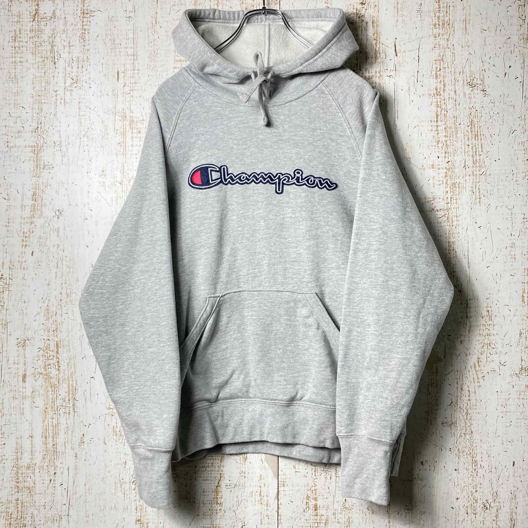 Champion - チャンピオン 刺繍ロゴ プルオーバー パーカー グレー