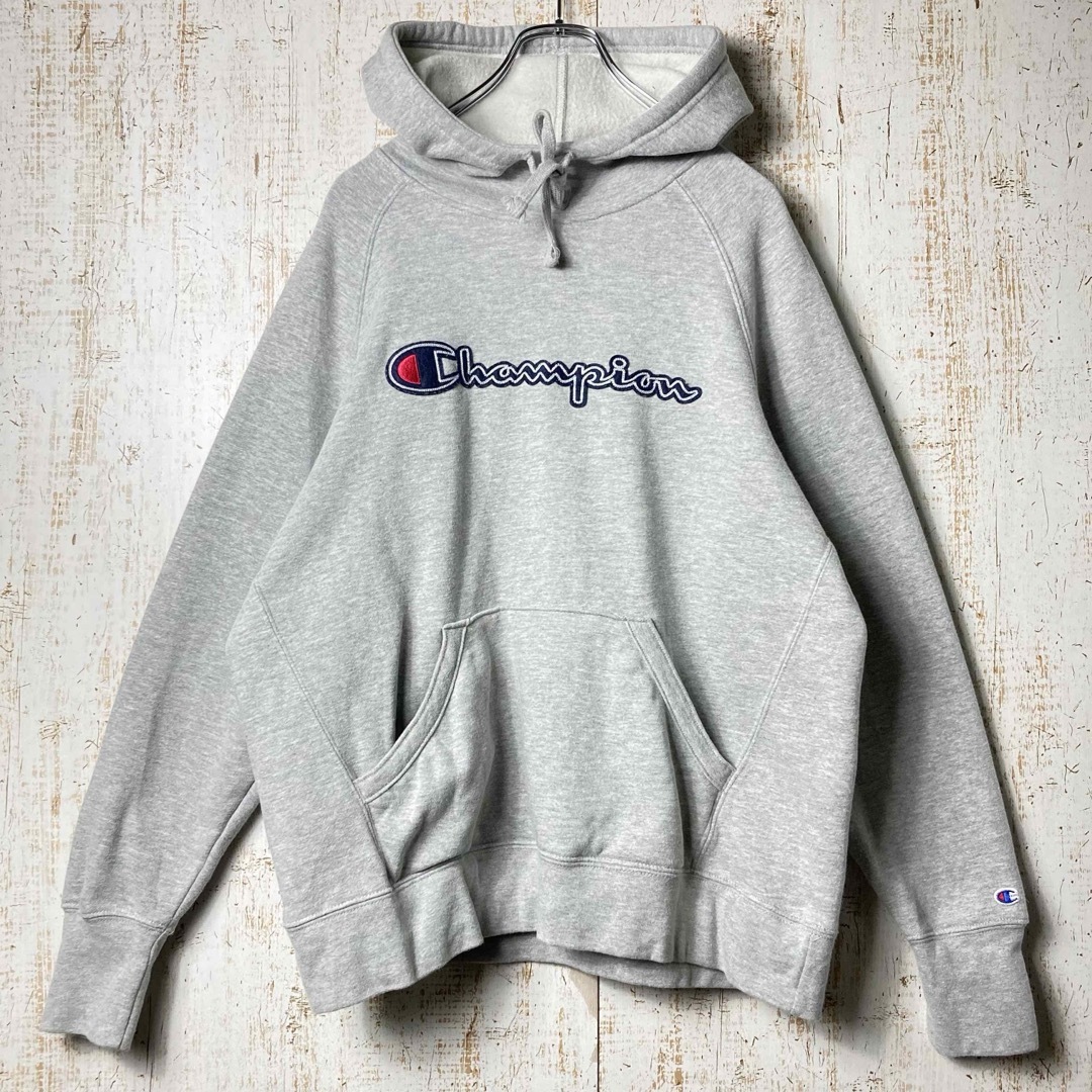 Champion - チャンピオン 刺繍ロゴ プルオーバー パーカー グレー