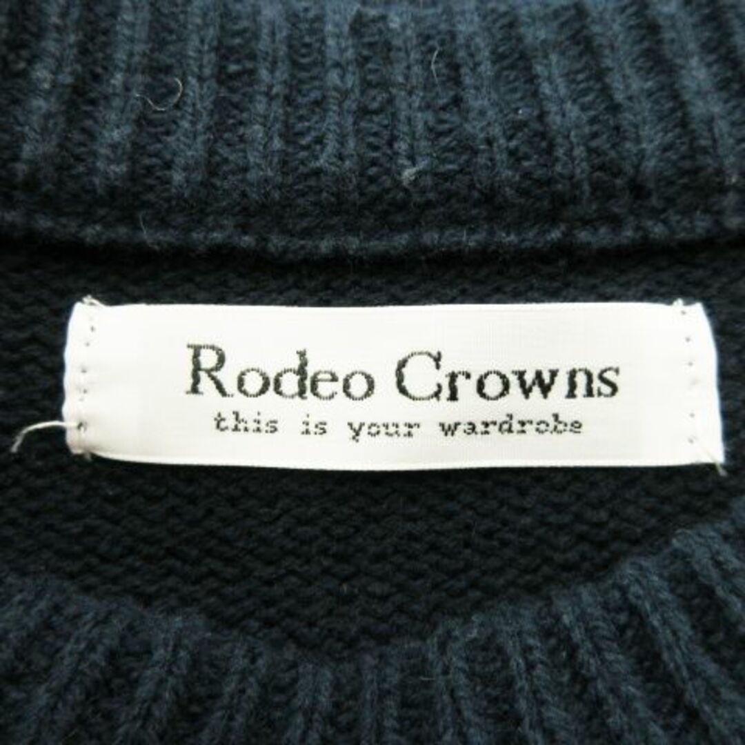 RODEO CROWNS(ロデオクラウンズ)のロデオクラウンズ ニットワンピ ミニ サガラ刺繍 F 紺 231026MN6R レディースのワンピース(ミニワンピース)の商品写真