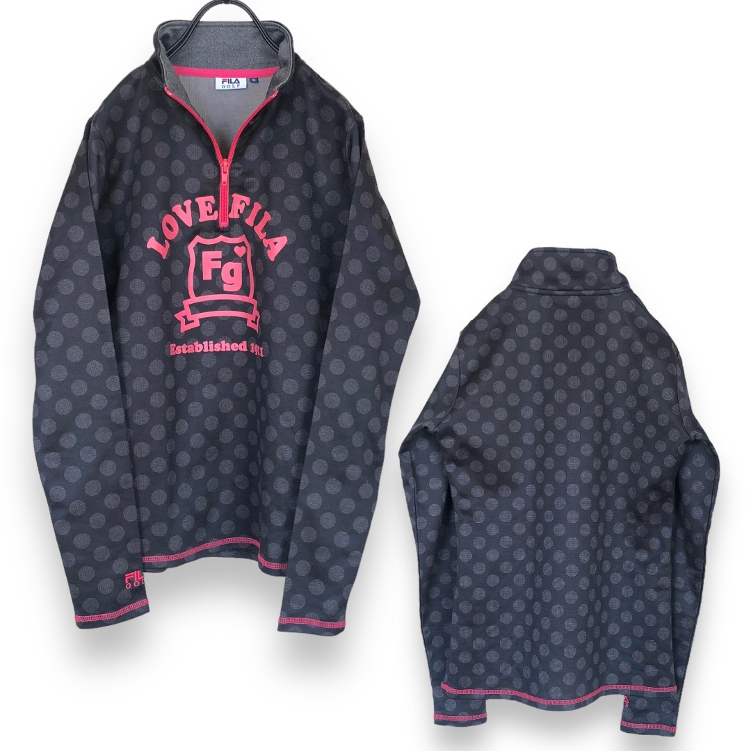 FILA(フィラ)のフィラ　FILA　レディース　長袖カットソー　長袖シャツ　Mサイズ　水玉　グレー レディースのトップス(Tシャツ(長袖/七分))の商品写真