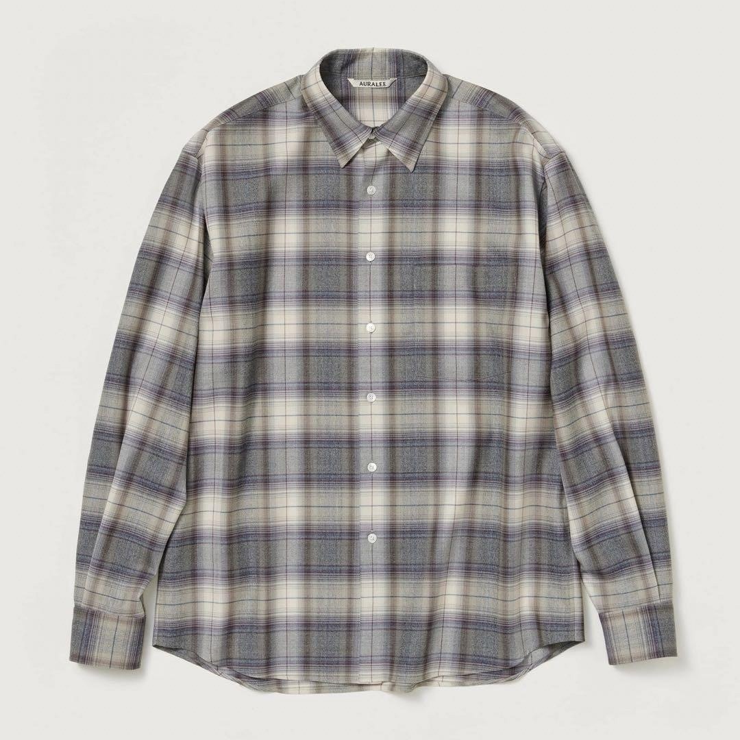 23AW AURALEE SUPER LIGHT CHECK SHIRTSトップス