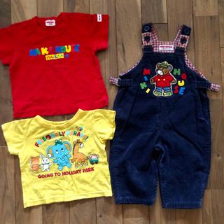 ミキハウス(mikihouse)のミキハウス くまさんのオーバーオール Tシャツ 3点セット 80 男の子 女の子(その他)