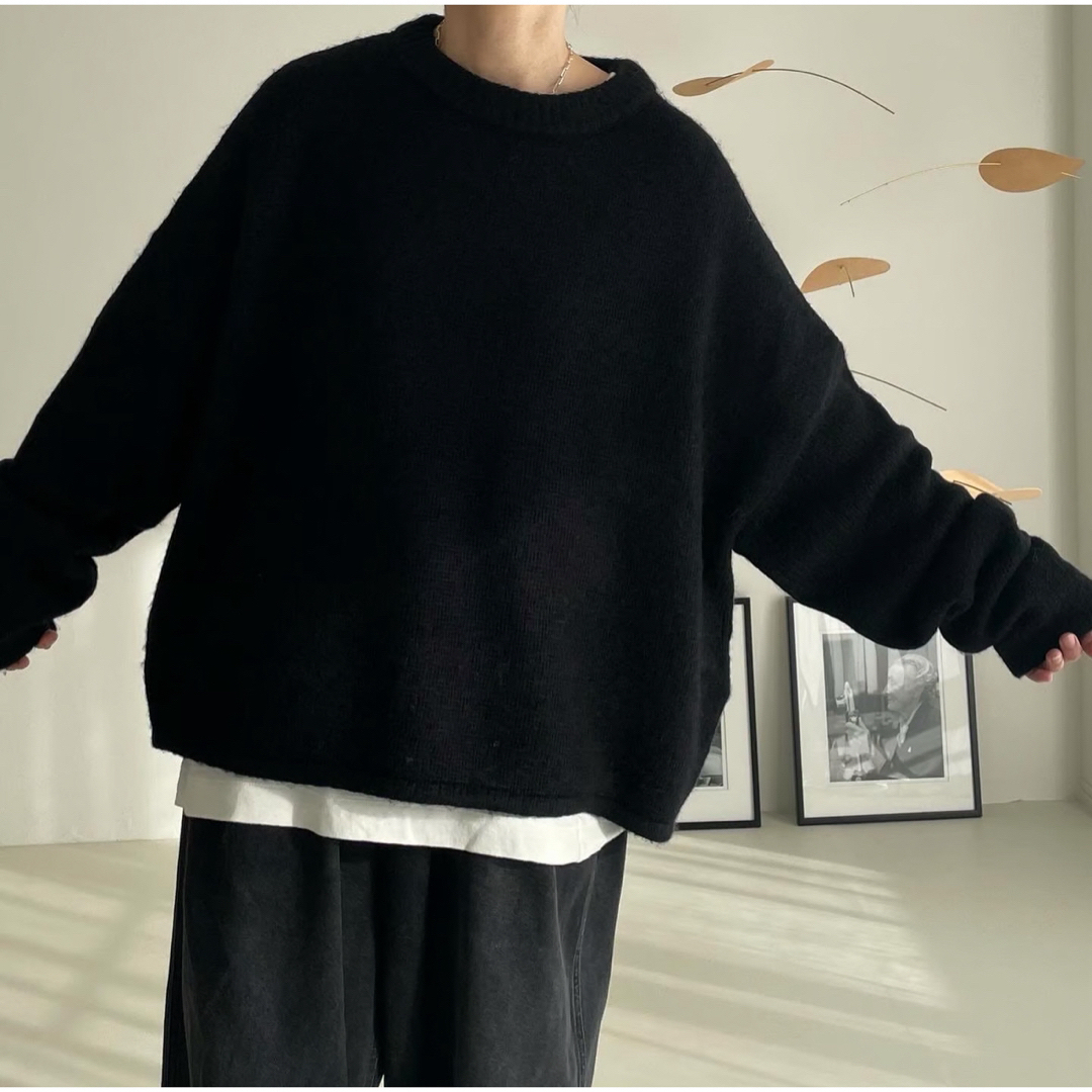 ブランドargueARGUEargue ALPACA WOOL WIDE KNIT  ワイドニット　ブラック